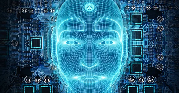 Homme Robotique Visage Cyborg Représentant Concept Intelligence Artificielle Rendu — Photo