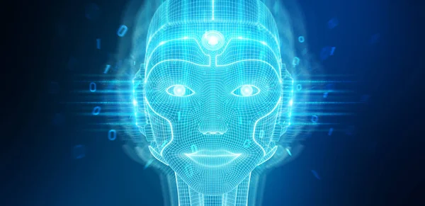 Donna Robotica Viso Cyborg Che Rappresenta Concetto Intelligenza Artificiale Rendering — Foto Stock