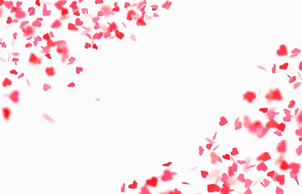 Valentine Den Padající Červené Srdce Růžové Pozadí — Stock fotografie