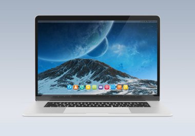 Modern dizüstü mockup önden görünüm 3d render izole