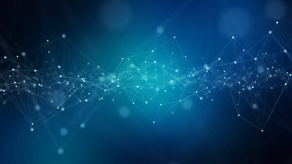 Abstract digital network connection blue background 3D rendering