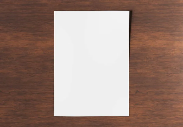 Maketa List Prázdný Papír Dřevo Pozadí Vykreslování — Stock fotografie