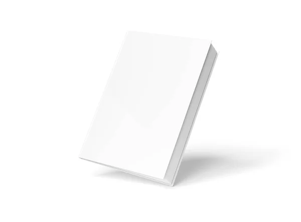 Branco Capa Dura Livro Mockup Flutuando Fundo Branco Renderização — Fotografia de Stock