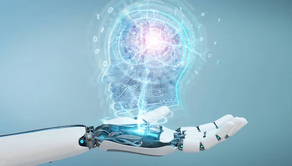 Cyborg Sobre Fondo Borroso Creando Renderizado Inteligencia Artificial —  Fotos de Stock