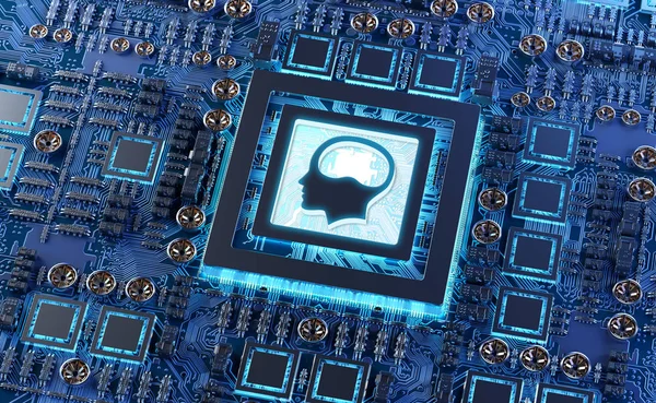 Yapay zeka bir karmaşık ve modern Gpu kartı 3d render