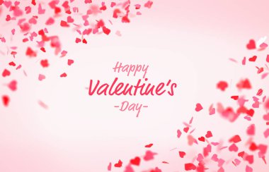 Sevgililer günü kartı düşen pembe ve kırmızı kalp