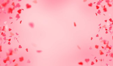 Sevgililer günü kartı düşen pembe ve kırmızı kalp