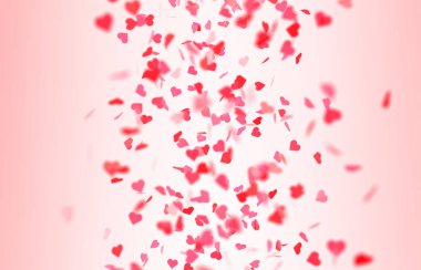 Sevgililer günü kartı düşen pembe ve kırmızı kalp