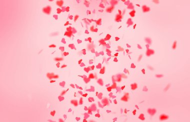 Sevgililer günü kartı düşen pembe ve kırmızı kalp