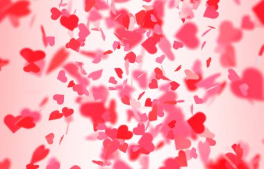 Sevgililer günü kartı düşen pembe ve kırmızı kalp