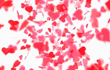 Sevgililer günü kartı düşen pembe ve kırmızı kalp