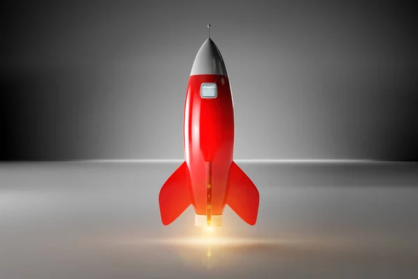 Old School Stijl Rocket Geïsoleerd Donkere Achtergrond Rendering — Stockfoto