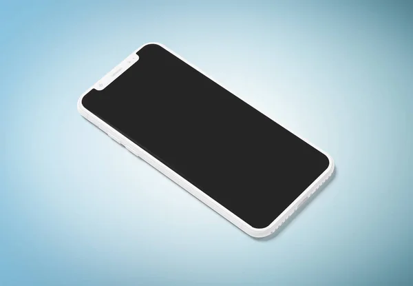 Λευκή Μοντέρνα Smartphone Mockup Απομονώνονται Μπλε Φόντο Rendering — Φωτογραφία Αρχείου