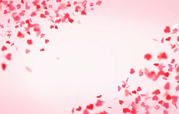 落下のピンクと赤の心でバレンタインの日カード — ストック写真