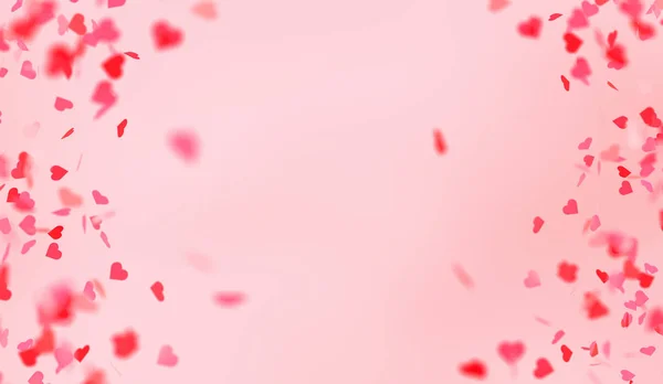 Valentin Nap Kártya Csökkenő Rózsaszín Piros Szívek — Stock Fotó