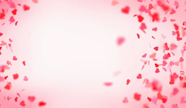落下のピンクと赤の心でバレンタインの日カード — ストック写真