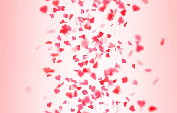 Valentine Dag Kaart Met Dalende Roze Rood Hart — Stockfoto