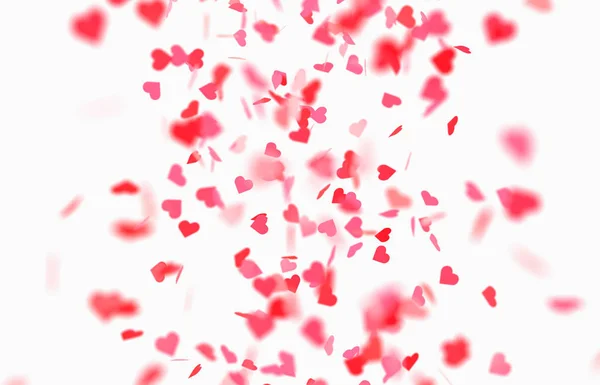 Valentinstag Karte Mit Fallenden Rosa Und Roten Herzen — Stockfoto