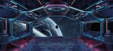 Grunge uzay gemisi Mavi ve pembe iç uzak sistem 3d işleme öğeleri Nasa tarafından döşenmiş bu görüntünün üzerinde manzaralı