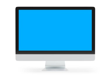 Modern bilgisayar monitörü mockup beyaz zemin üzerine 3d render izole