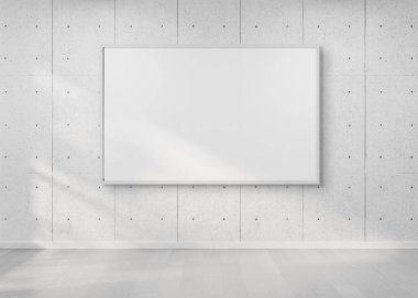 Beyaz bir duvar mockup 3d render asılı beyaz bir çerçeve