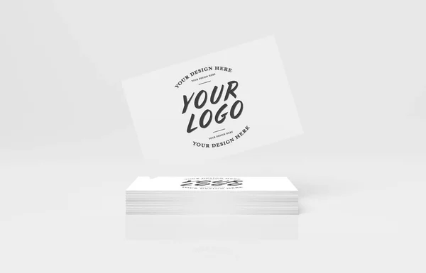 Floating Business Card Mockup Isolated White Background Rendering — Stock Photo, Image
