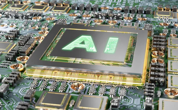 Artificial Intelligence in a complex and modern GPU card 3D rendering