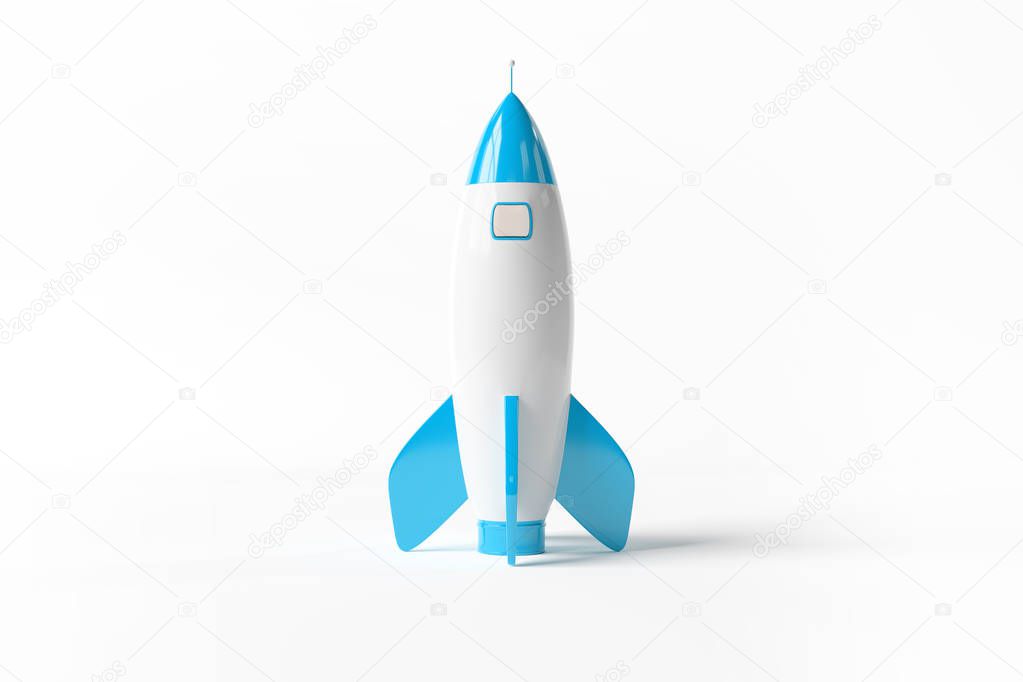 Old school style rocket isolated on white background 3D rendering
