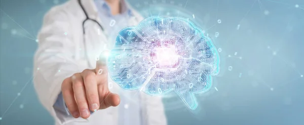 Doctor Blurred Background Creating Artificial Intelligence Interface Rendering — Stock Photo, Image