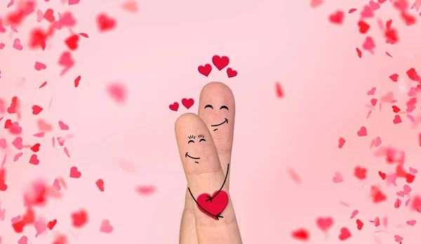 Valentinstag Hintergrund Mit Rosa Und Roten Herzen Fliegen — Stockfoto