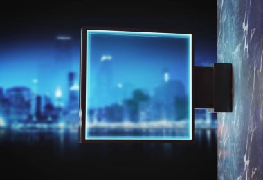 Kare mağaza işareti mockup modern binasında 3d render