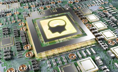Yapay zeka bir karmaşık ve modern Gpu kartı 3d render