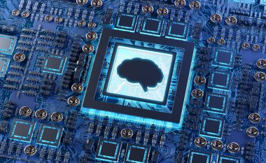 Yapay zeka bir karmaşık ve modern Gpu kartı 3d render