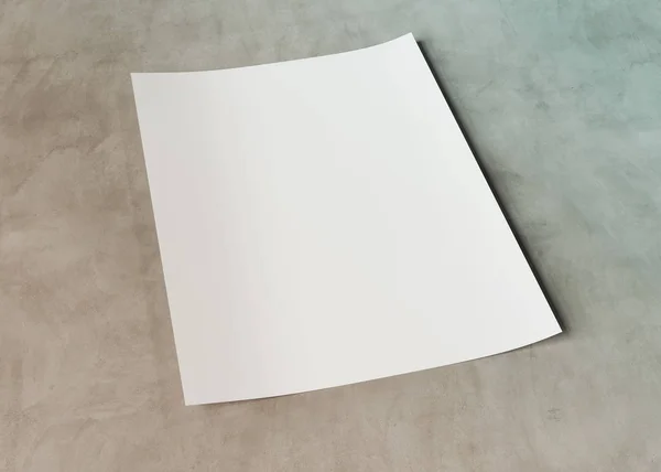 Blank Paper Sheet Mockup Concrete Background Rendering — Stock Photo, Image