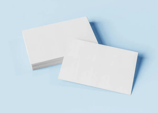 Business Card Mockup Isolated Blue Background Rendering — Stock Photo, Image