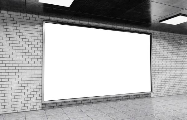 Billboard Reklama Jasne Subway Station Renderowania — Zdjęcie stockowe