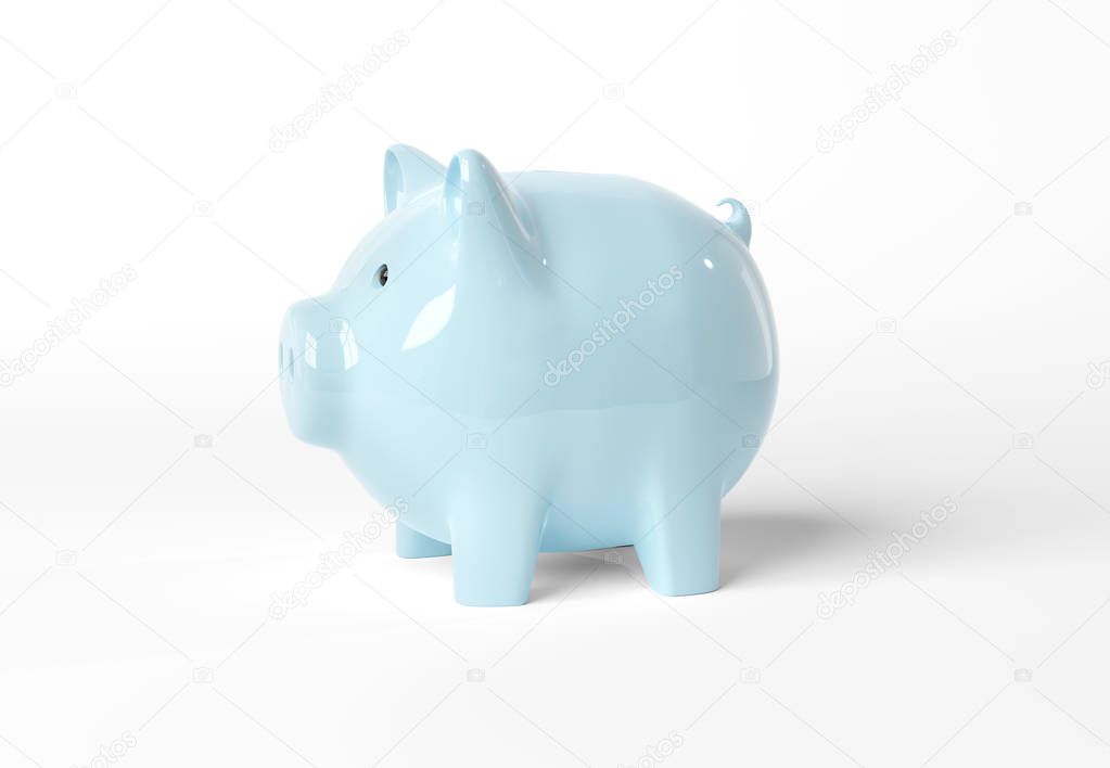 Piggy bank mockup isolated on white background 3D rendering