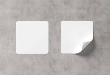 Beton zemin üzerine 3d render izole kare etiketi mockup