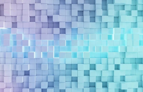 Glowing White Blue Abstract Squares Background Pattern Rendering — Stock Photo, Image