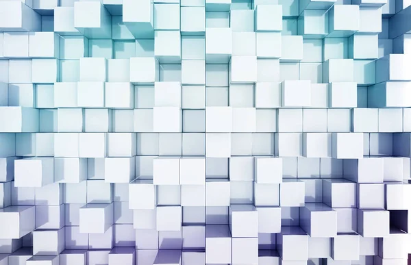 Brillante Blanco Azul Abstracto Cuadrados Patrón Fondo Renderizado —  Fotos de Stock