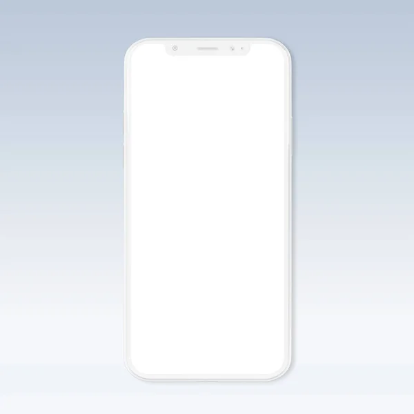 Branco Moderno Smartphone Mockup Isolado Fundo Cinza Renderização — Fotografia de Stock
