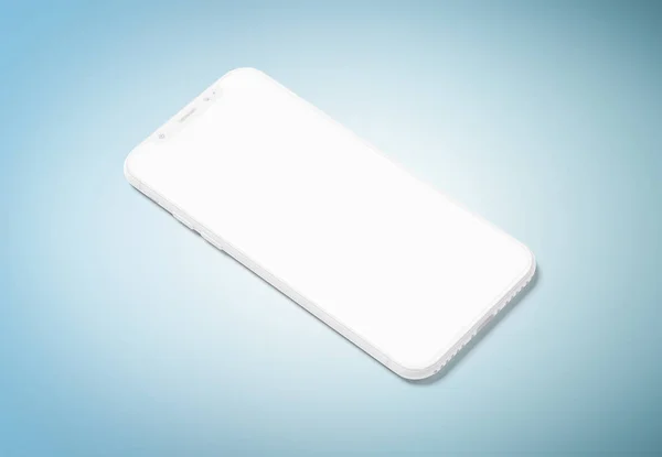 Blanco Mockup Teléfono Inteligente Moderno Aislado Sobre Fondo Azul Renderizado —  Fotos de Stock