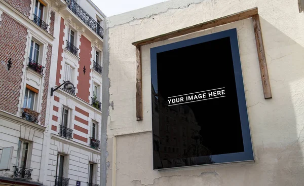 Utomhus Billboard Grunge Vägg Annons Paris Street Mockup — Stockfoto