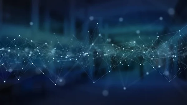 Abstract Digitale Netwerkverbinding Blauwe Achtergrond Rendering — Stockfoto