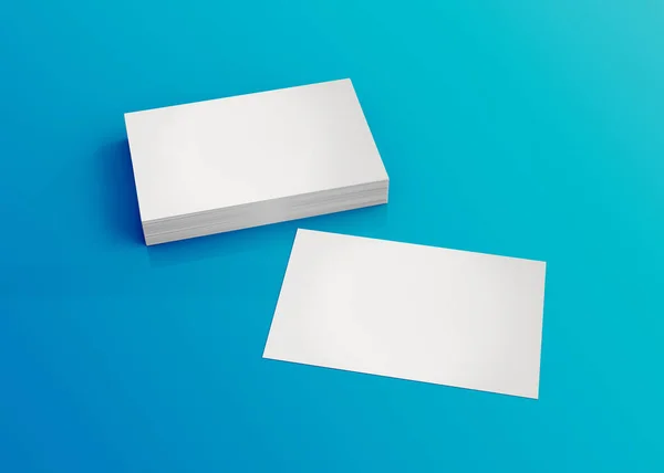 Business Card Mockup Isolerad Blå Bakgrund Rendering — Stockfoto