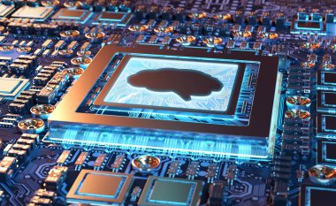 Yapay zeka bir karmaşık ve modern Gpu kartı 3d render