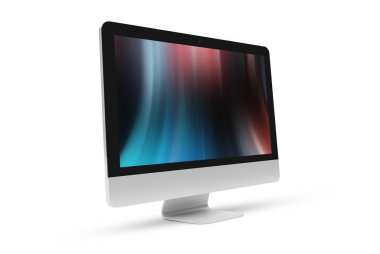 Gölge 3d render ile izole modern bilgisayar yan görünüm