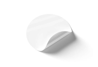 Beyaz arka plan üzerinde 3d render izole boş kıvrılmış etiket mockup