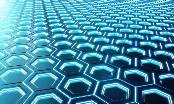 Glowing Black Blue Abstract Hexagons Background Pattern Silver Metal Surface — Stock Photo, Image