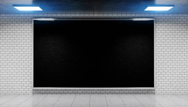 Cartelera Publicitaria Estación Metro Brillante Renderizado — Foto de Stock